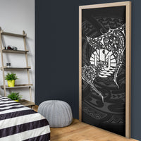 French Polynesia Manta Ray Tattoo Door Cover Tahiti Hahalua Turtle Shark Black Color