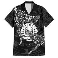 French Polynesia Manta Ray Tattoo Family Matching Long Sleeve Bodycon Dress and Hawaiian Shirt Tahiti Hahalua Turtle Shark Black Color LT14 Dad's Shirt - Short Sleeve Black - Polynesian Pride