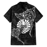 French Polynesia Manta Ray Tattoo Family Matching Puletasi and Hawaiian Shirt Tahiti Hahalua Turtle Shark Black Color LT14 - Polynesian Pride