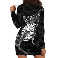 French Polynesia Manta Ray Tattoo Hoodie Dress Tahiti Hahalua Turtle Shark Black Color