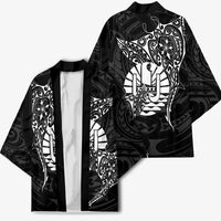 French Polynesia Manta Ray Tattoo Kimono Tahiti Hahalua Turtle Shark Black Color