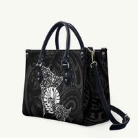 French Polynesia Manta Ray Tattoo Leather Bag Tahiti Hahalua Turtle Shark Black Color