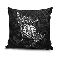 French Polynesia Manta Ray Tattoo Pillow Cover Tahiti Hahalua Turtle Shark Black Color