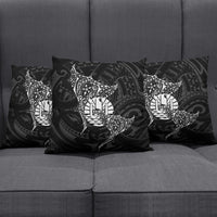 French Polynesia Manta Ray Tattoo Pillow Cover Tahiti Hahalua Turtle Shark Black Color