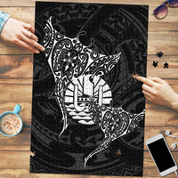 French Polynesia Manta Ray Tattoo Puzzle Tahiti Hahalua Turtle Shark Black Color