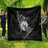 French Polynesia Manta Ray Tattoo Quilt Tahiti Hahalua Turtle Shark Black Color