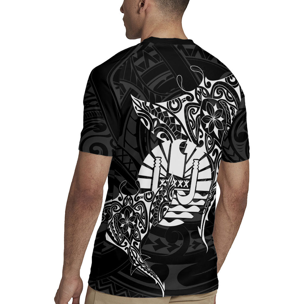 French Polynesia Manta Ray Tattoo Rugby Jersey Tahiti Hahalua Turtle Shark Black Color