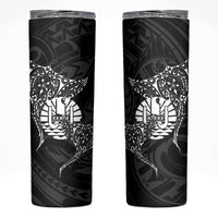 French Polynesia Manta Ray Tattoo Skinny Tumbler Tahiti Hahalua Turtle Shark Black Color