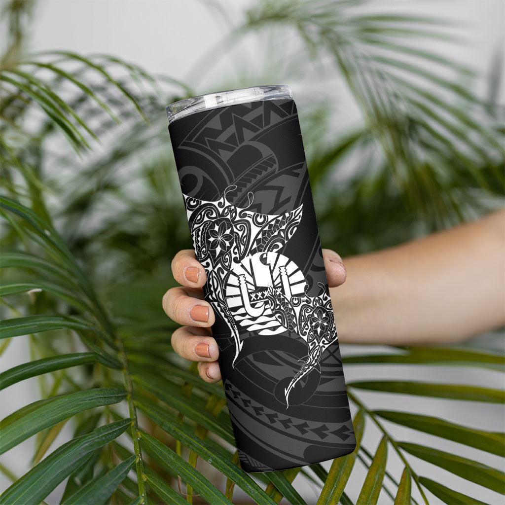 French Polynesia Manta Ray Tattoo Skinny Tumbler Tahiti Hahalua Turtle Shark Black Color