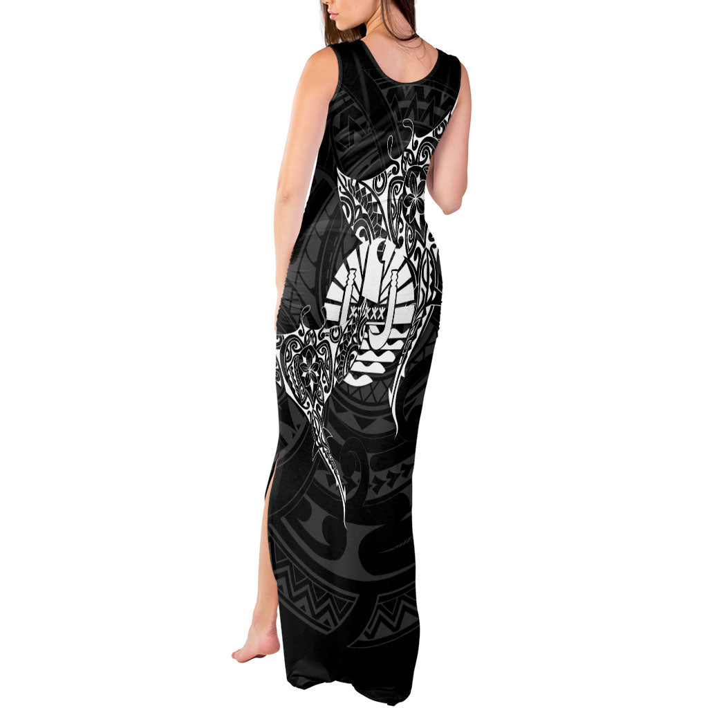 French Polynesia Manta Ray Tattoo Tank Maxi Dress Tahiti Hahalua Turtle Shark Black Color