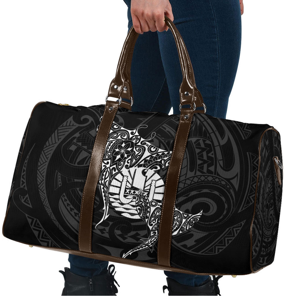 French Polynesia Manta Ray Tattoo Travel Bag Tahiti Hahalua Turtle Shark Black Color