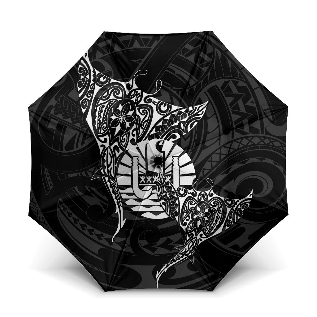 French Polynesia Manta Ray Tattoo Umbrella Tahiti Hahalua Turtle Shark Black Color