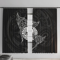 French Polynesia Manta Ray Tattoo Window Curtain Tahiti Hahalua Turtle Shark Black Color