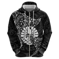 French Polynesia Manta Ray Tattoo Zip Hoodie Tahiti Hahalua Turtle Shark Black Color