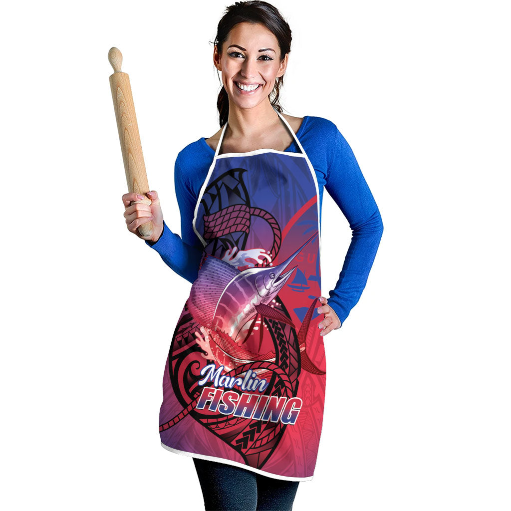 Guam Blue Marlin Fishing Apron Guahan Fish Hook Tattoo