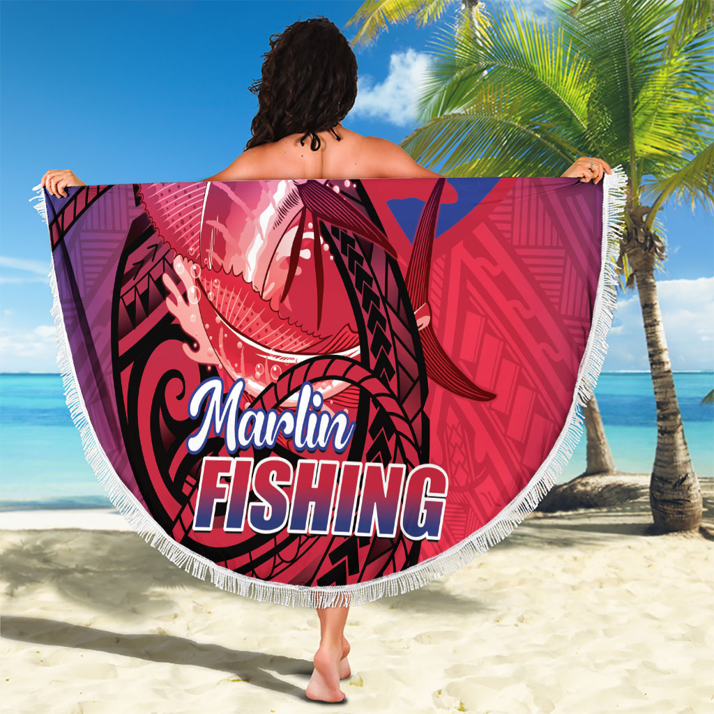 Guam Blue Marlin Fishing Beach Blanket Guahan Fish Hook Tattoo