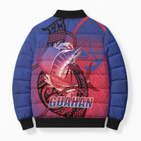 Guam Blue Marlin Fishing Bomber Puffer Jacket Guahan Fish Hook Tattoo