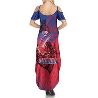 Guam Blue Marlin Fishing Family Matching Summer Maxi Dress and Hawaiian Shirt Guahan Fish Hook Tattoo LT14 - Polynesian Pride