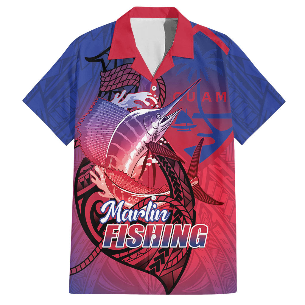 Guam Blue Marlin Fishing Hawaiian Shirt Guahan Fish Hook Tattoo