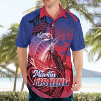Guam Blue Marlin Fishing Hawaiian Shirt Guahan Fish Hook Tattoo