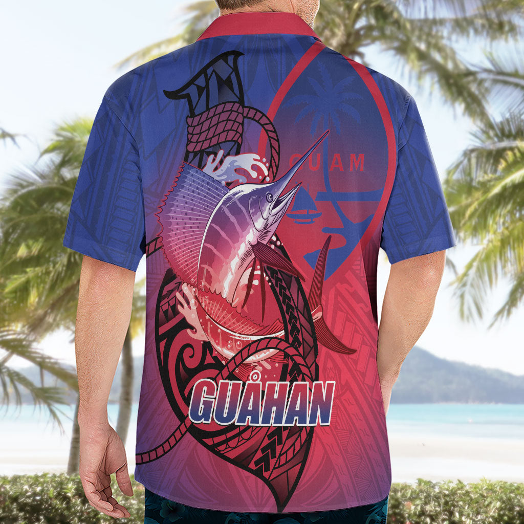 Guam Blue Marlin Fishing Hawaiian Shirt Guahan Fish Hook Tattoo