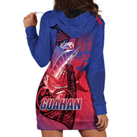 Guam Blue Marlin Fishing Hoodie Dress Guahan Fish Hook Tattoo
