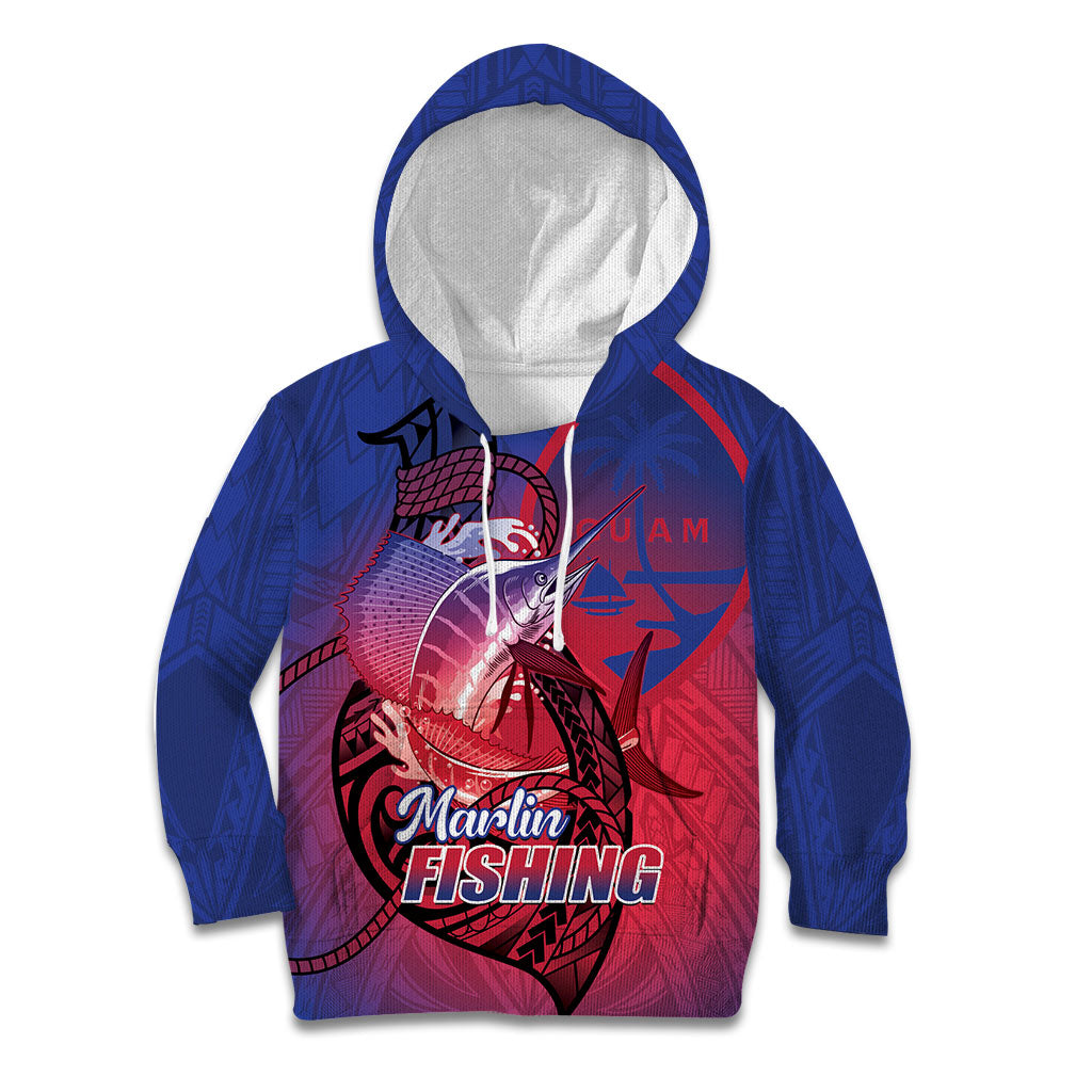 Guam Blue Marlin Fishing Kid Hoodie Guahan Fish Hook Tattoo