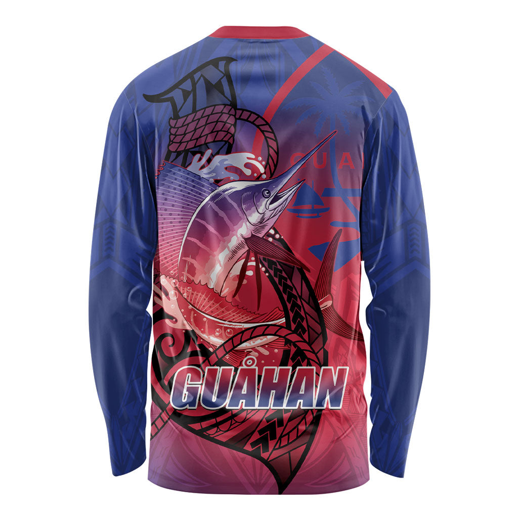 Guam Blue Marlin Fishing Long Sleeve Shirt Guahan Fish Hook Tattoo