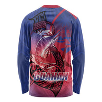 Guam Blue Marlin Fishing Long Sleeve Shirt Guahan Fish Hook Tattoo