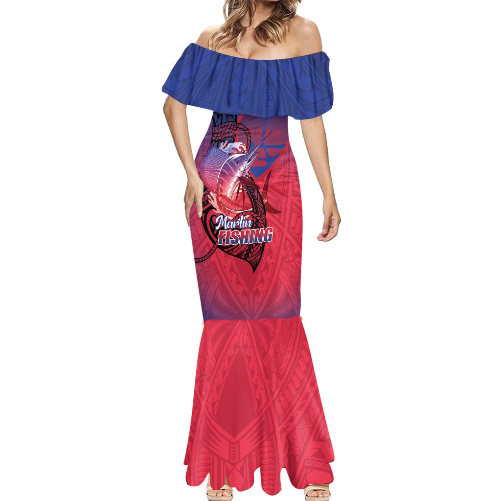 Guam Blue Marlin Fishing Mermaid Dress Guahan Fish Hook Tattoo