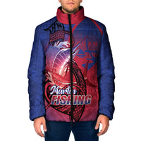 Guam Blue Marlin Fishing Padded Jacket Guahan Fish Hook Tattoo