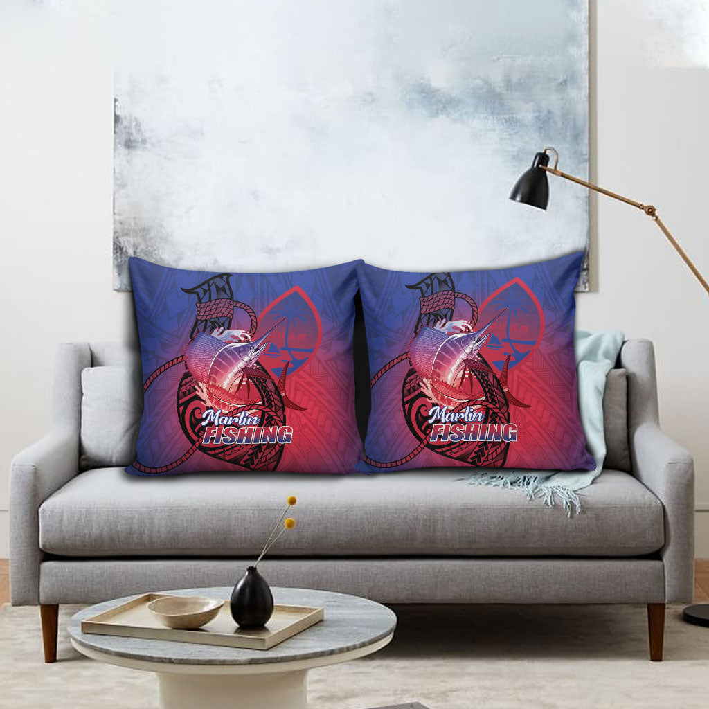 Guam Blue Marlin Fishing Pillow Cover Guahan Fish Hook Tattoo