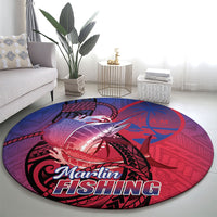 Guam Blue Marlin Fishing Round Carpet Guahan Fish Hook Tattoo