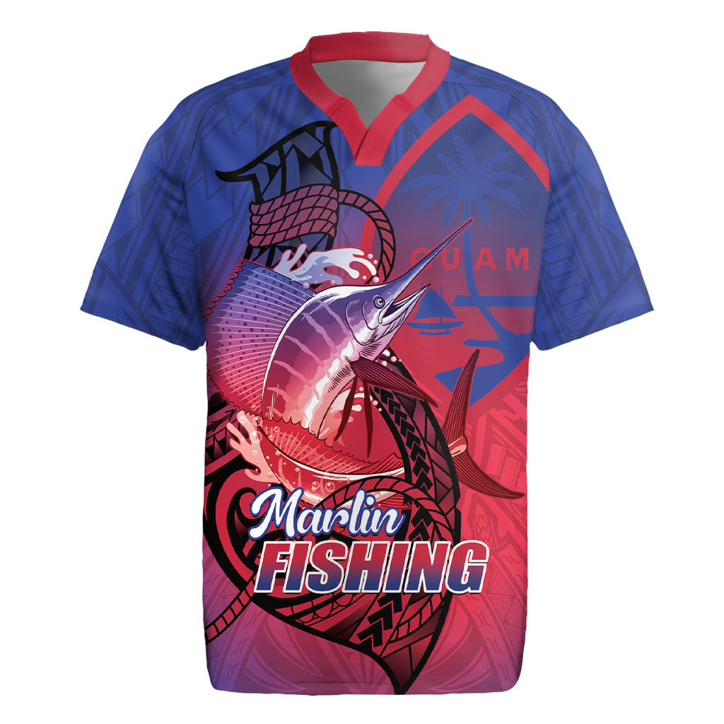 Guam Blue Marlin Fishing Rugby Jersey Guahan Fish Hook Tattoo