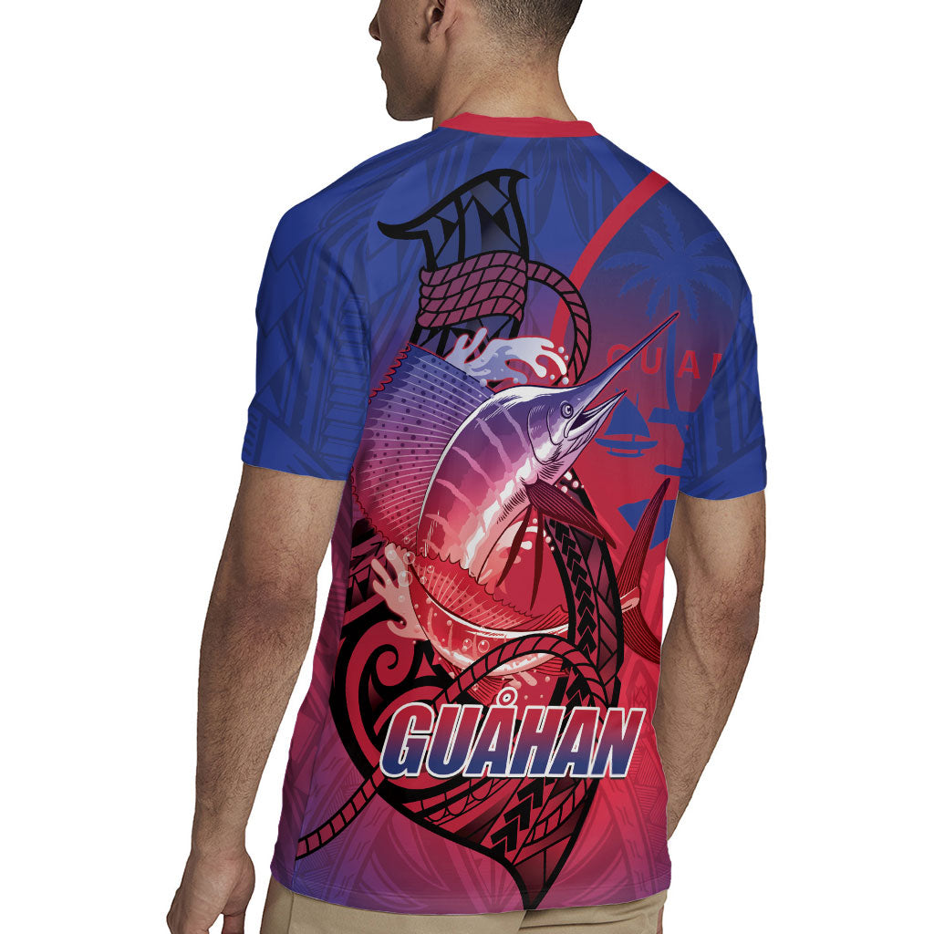 Guam Blue Marlin Fishing Rugby Jersey Guahan Fish Hook Tattoo
