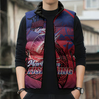 Guam Blue Marlin Fishing Sleeveless Puffer Jacket Guahan Fish Hook Tattoo