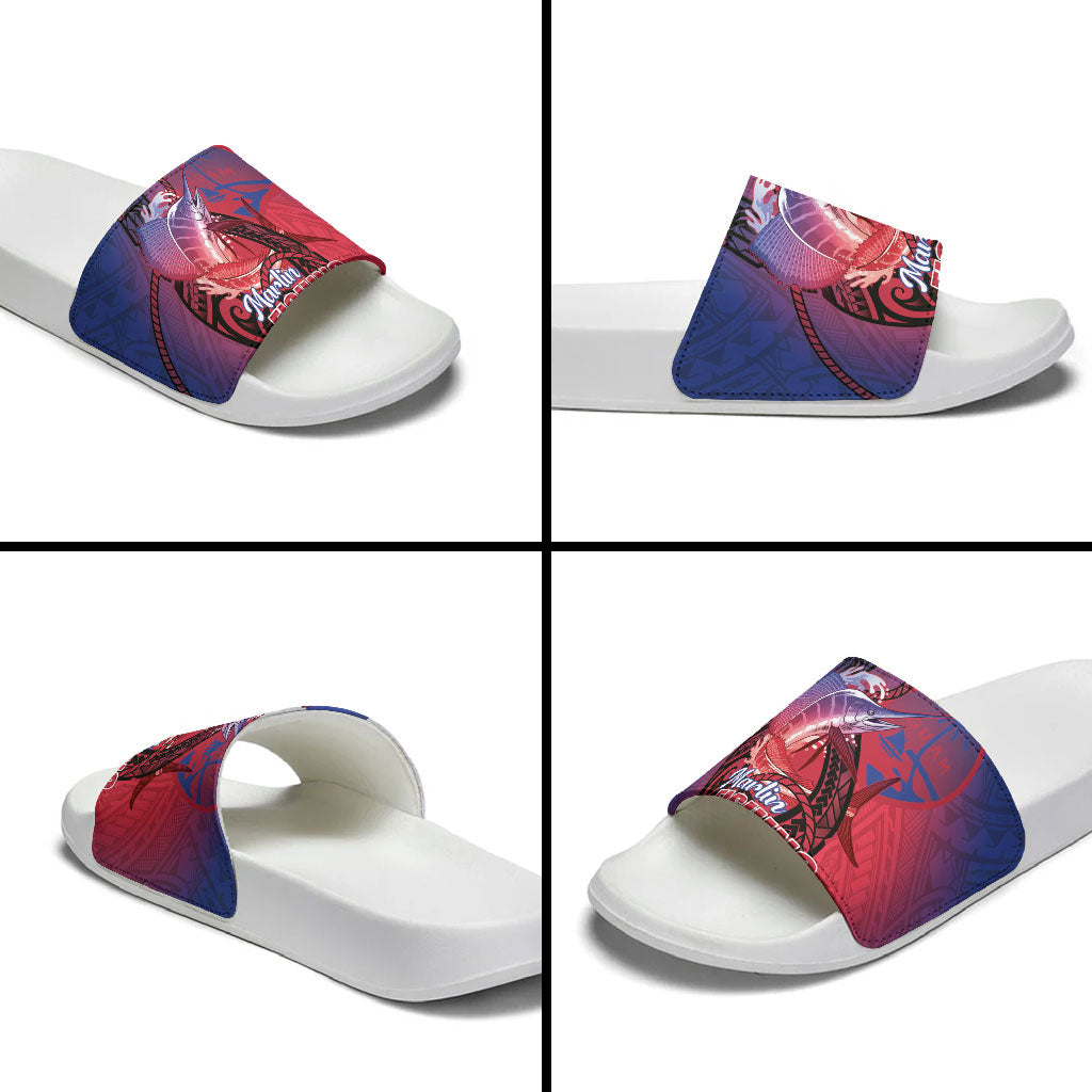 Guam Blue Marlin Fishing Slide Sandals Guahan Fish Hook Tattoo