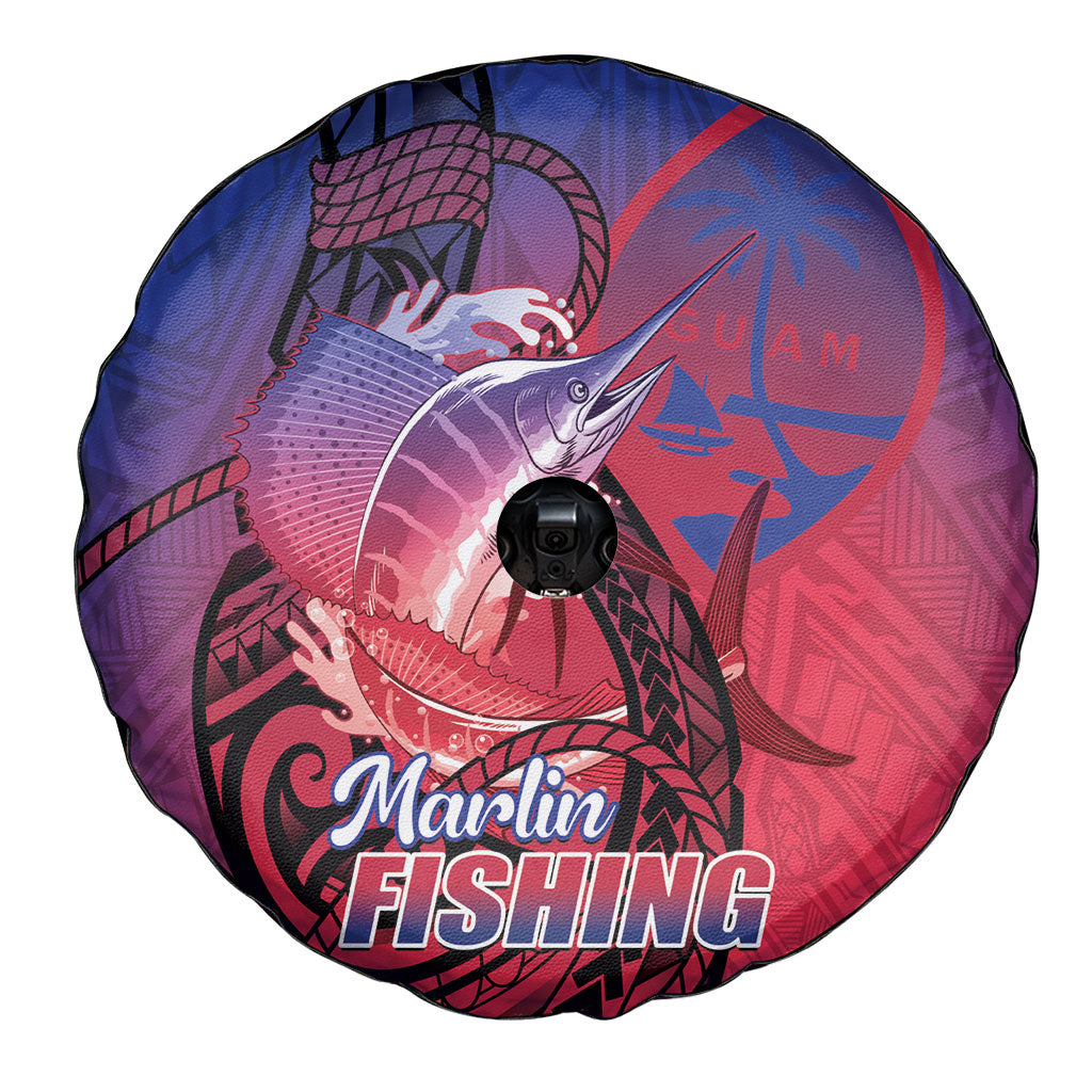 Guam Blue Marlin Fishing Spare Tire Cover Guahan Fish Hook Tattoo