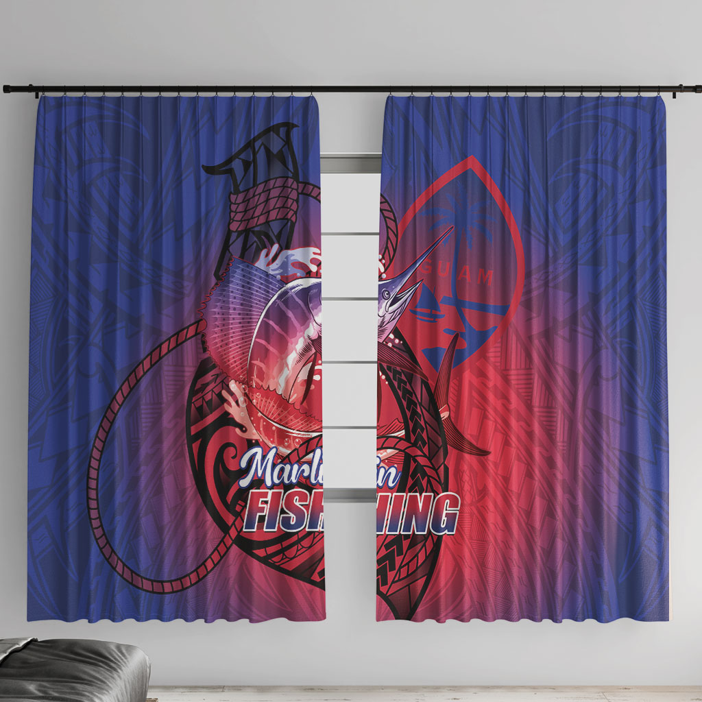 Guam Blue Marlin Fishing Window Curtain Guahan Fish Hook Tattoo