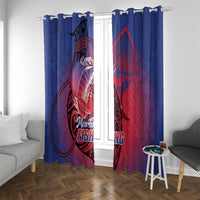 Guam Blue Marlin Fishing Window Curtain Guahan Fish Hook Tattoo