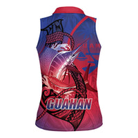 Guam Blue Marlin Fishing Women Sleeveless Polo Shirt Guahan Fish Hook Tattoo