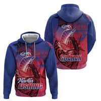 Guam Blue Marlin Fishing Zip Hoodie Guahan Fish Hook Tattoo