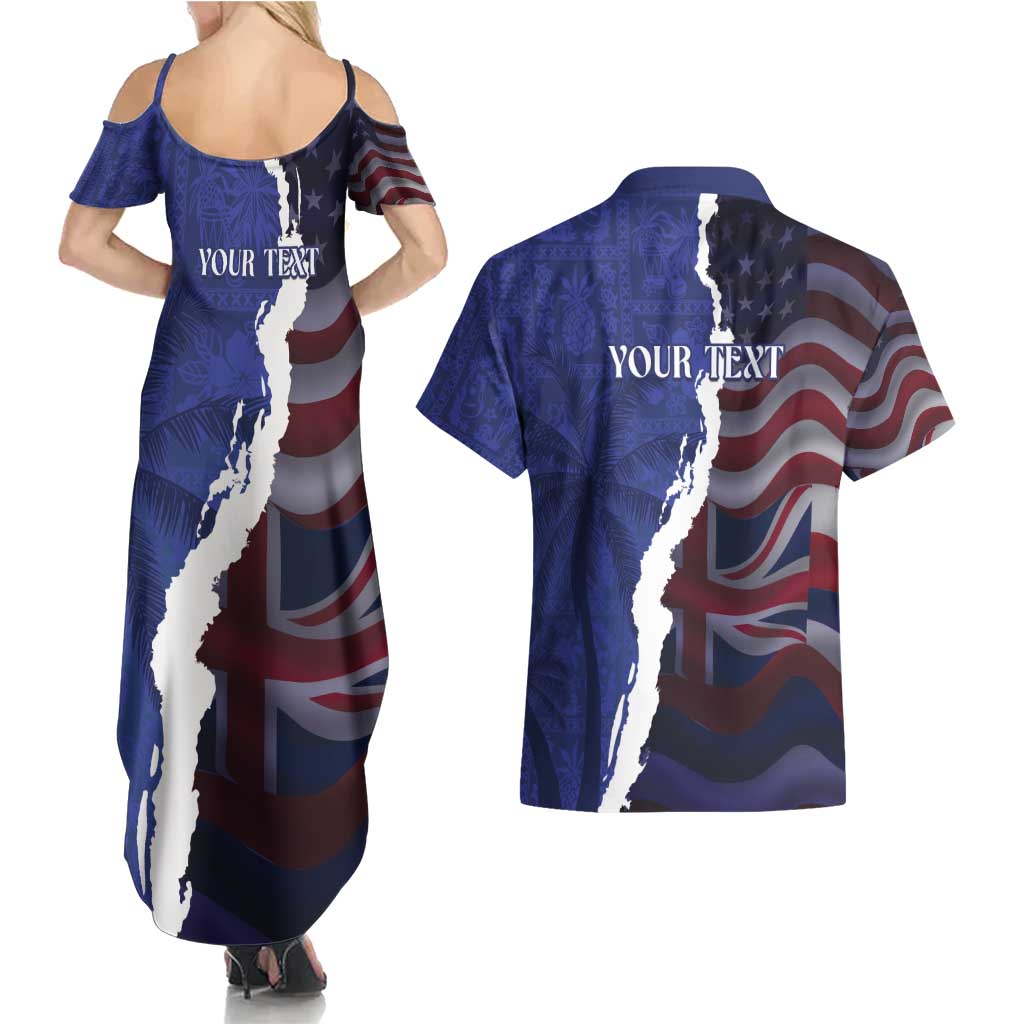 Personalized Hawaii Statehood Day Couples Matching Summer Maxi Dress and Hawaiian Shirt 66th Anniversary - Polynesian Pride