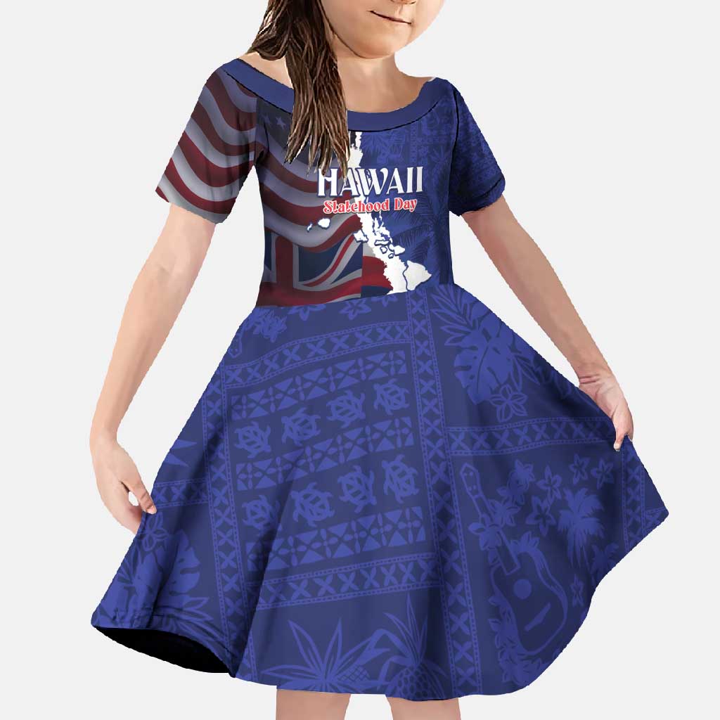 Personalized Hawaii Statehood Day Family Matching Mermaid Dress and Hawaiian Shirt 66th Anniversary - Polynesian Pride