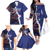 Personalized Hawaii Statehood Day Family Matching Off The Shoulder Long Sleeve Dress and Hawaiian Shirt 66th Anniversary LT14 - Polynesian Pride