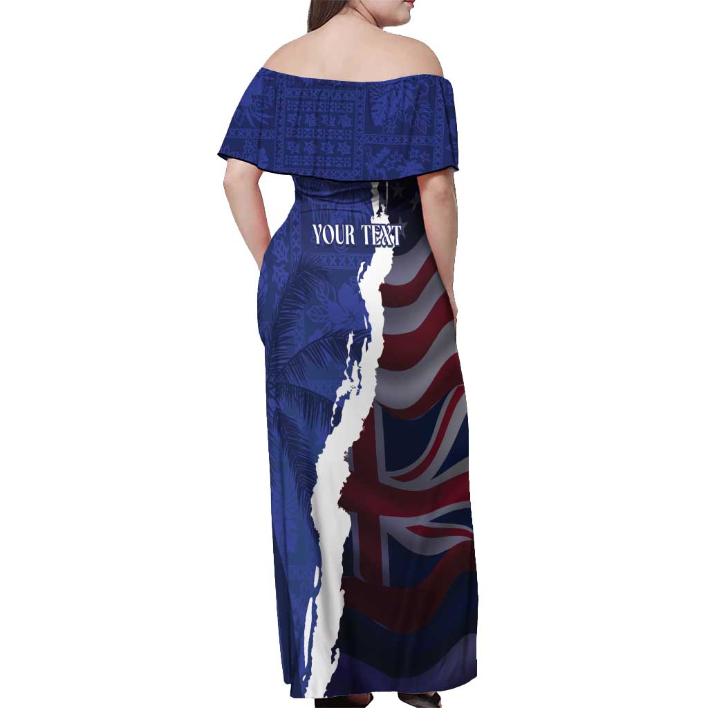 Personalized Hawaii Statehood Day Off Shoulder Maxi Dress 66th Anniversary - Polynesian Pride
