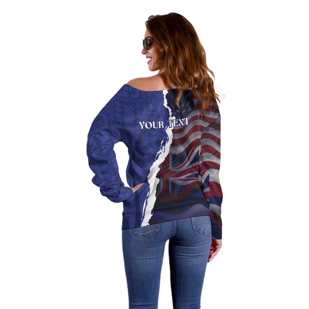 Personalized Hawaii Statehood Day Off Shoulder Sweater 66th Anniversary - Polynesian Pride