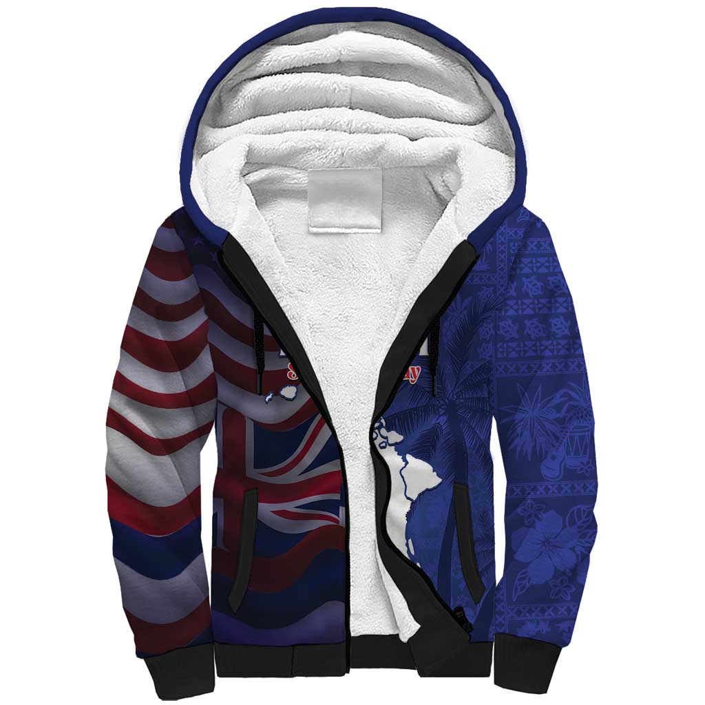Personalized Hawaii Statehood Day Sherpa Hoodie 66th Anniversary - Polynesian Pride