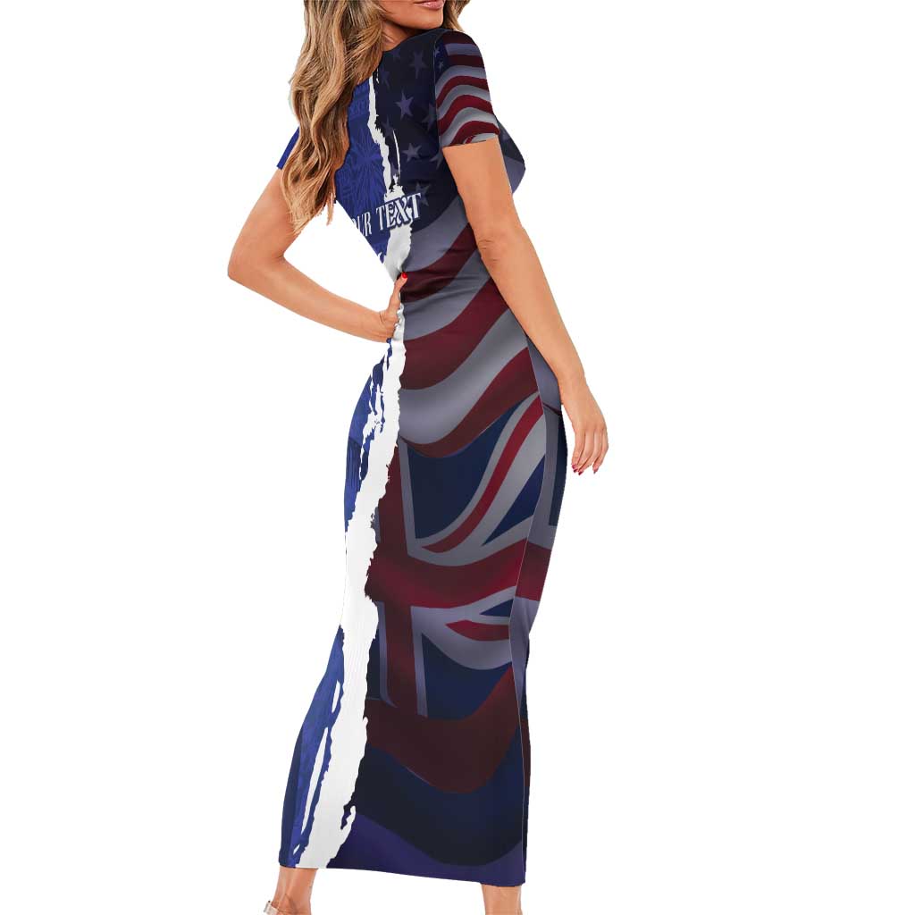 Personalized Hawaii Statehood Day Short Sleeve Bodycon Dress 66th Anniversary - Polynesian Pride
