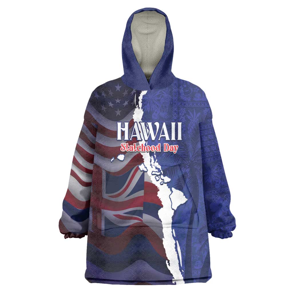 Personalized Hawaii Statehood Day Wearable Blanket Hoodie 66th Anniversary - Polynesian Pride